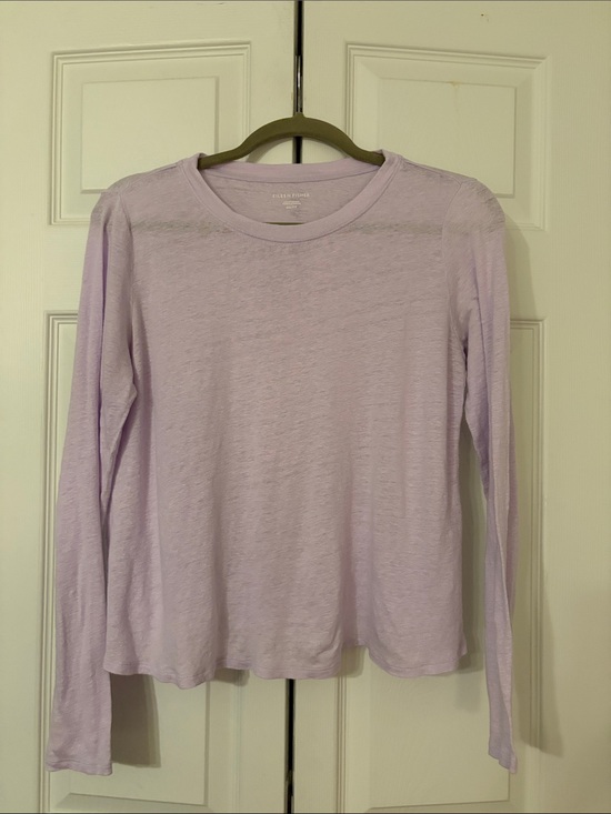 Eileen Fisher Tops - Eileen Fisher Soft Lavender Long-Sleeve Crewneck 100% Organic Linen XXS